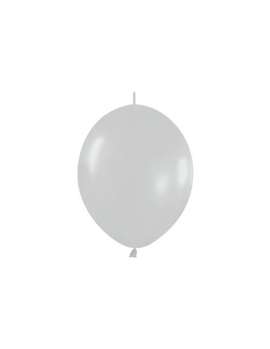 Bolsa de 25 globos sempertex r12 de 30 cm link-o-loon color satín plata (481) Sempertex Globos Link o Loon