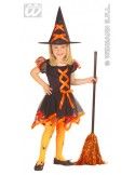Disfraz bruja neón naranja talla 3-4 años Widmann Disfraces de niña