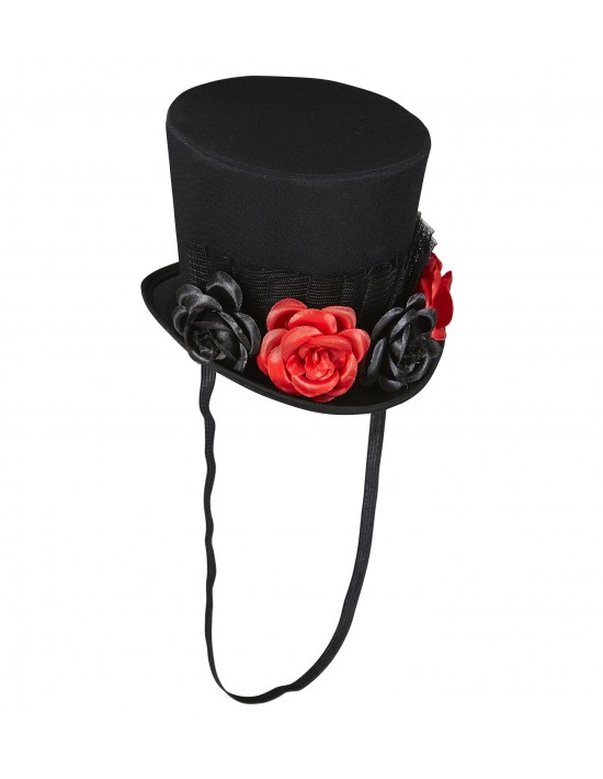Mini sombrero catrina con rosas día de los muertos Widmann Sombreros