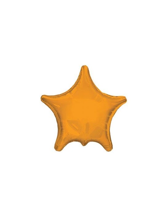 Globo de foil estrella naranja 45x49 cm + tubo inflador Gran Festival Globos Foil sólidos