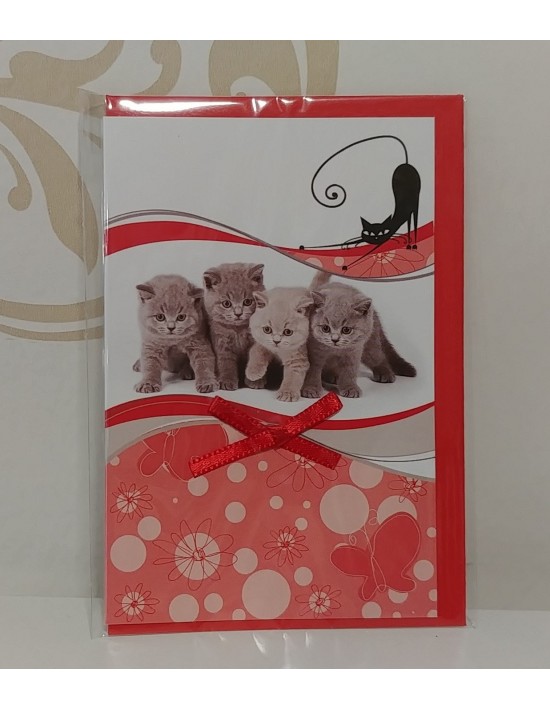 Mini tarjeta gatitos lazo Hallmark Felicitaciones