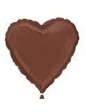 Globo de foil con forma de corazón marrón chocolate 45 cm. Anagram Globos Foil sólidos