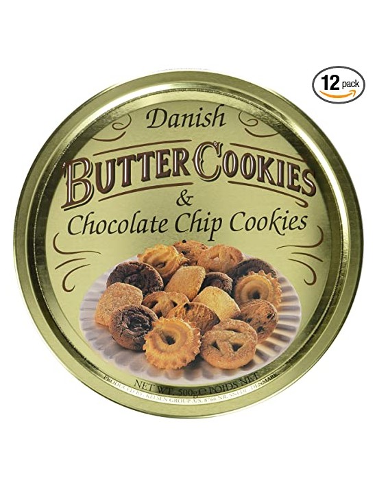 Lata de galletas danesas con chocolate