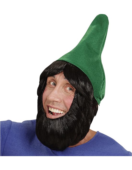 Sombrero de gnomo con peluca y barba verde Widmann Sombreros