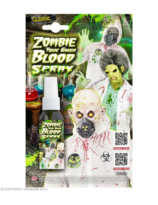 Spray de sangre zombi verde tóxico  Widmann Sangre