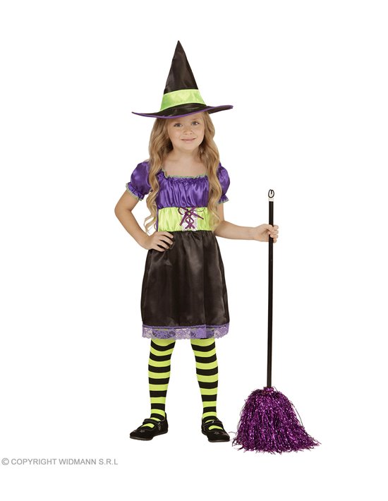 Disfraz bruja lila y verde talla 5-7 años Widmann Disfraces de niña