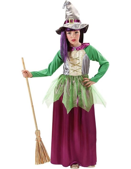 Disfraz brujita verde-violeta talla 2-3 años Widmann Disfraces de niña