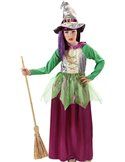 Disfraz brujita verde-violeta talla 5-7 años