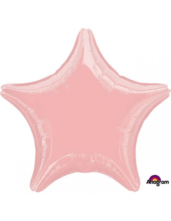 Globo de foil metálico con forma de estrella rosa pastel perlado 45 cm  Globos Foil sólidos