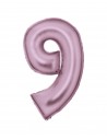 Globo de foil nº 9 rosa pastel seda 86 cm  Globos Foil Números